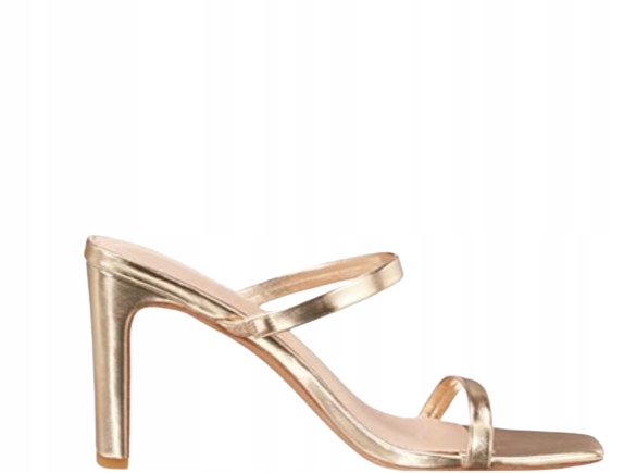 Drop Elegantní Zlaté Nazouváky Metalické Na Podpatku 40,5 6CA