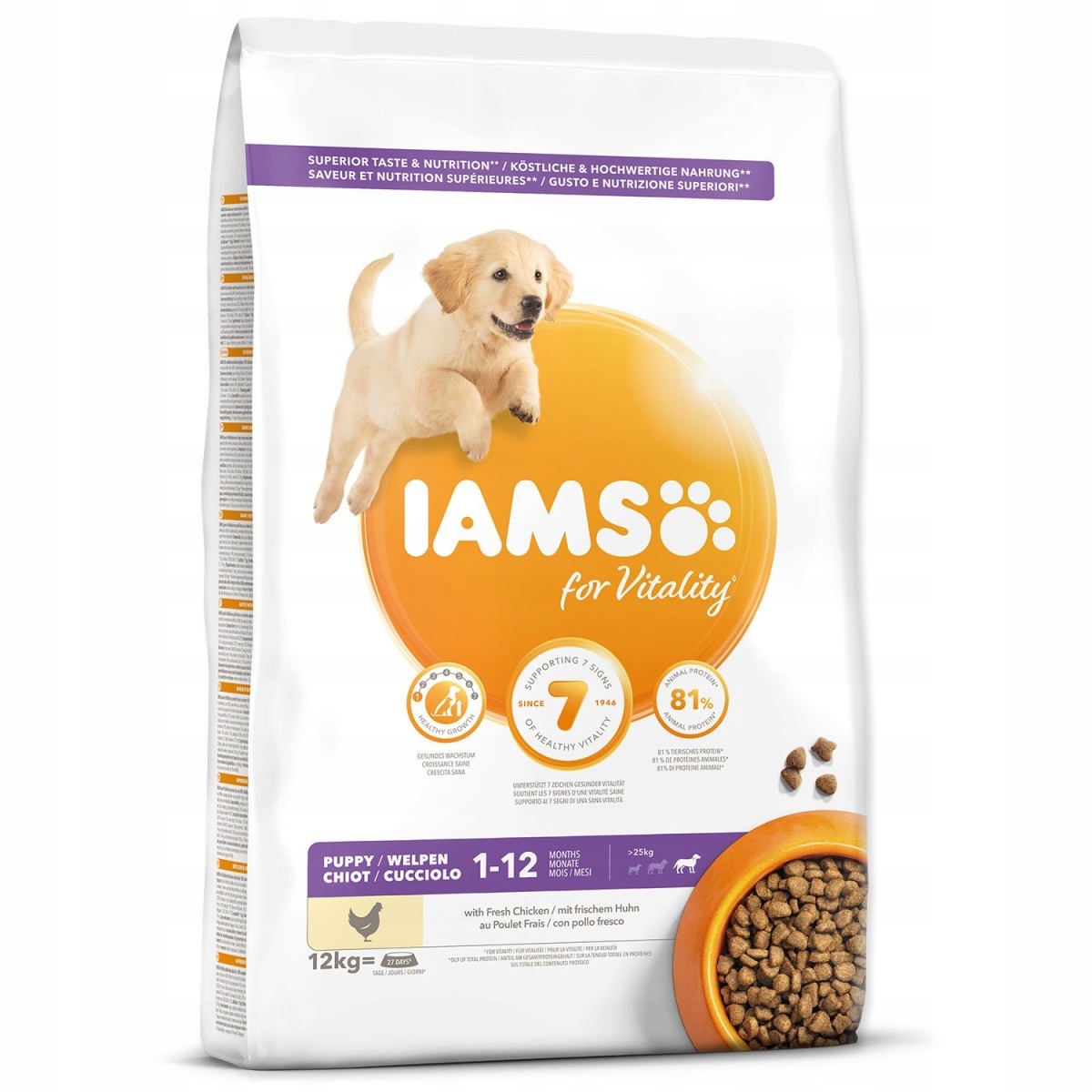 Levně Krmivo Iams Dog Puppy Large Chicken 12kg