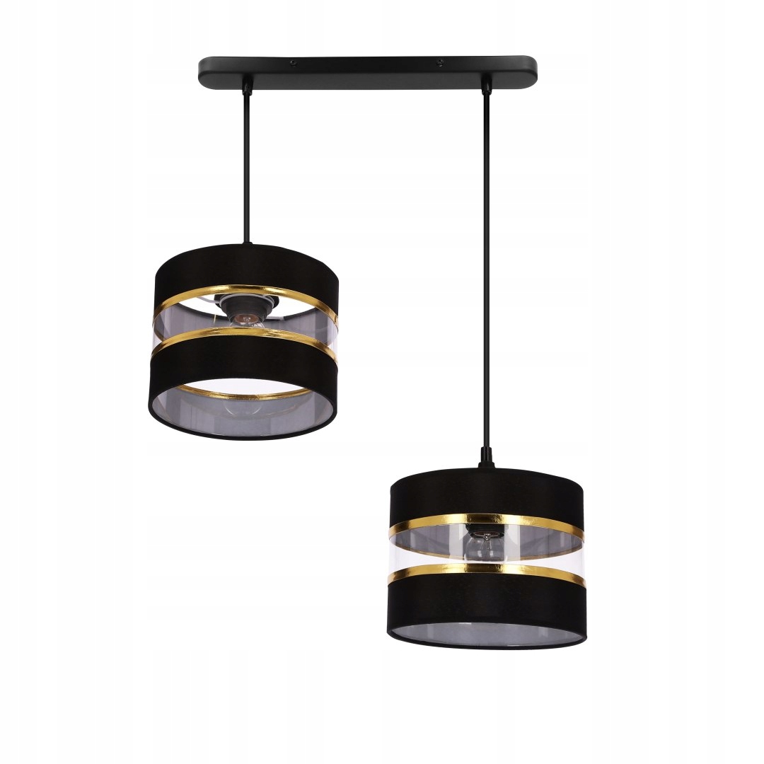 Pandy závěsná lampa černá 2x40W E27 stínidlo černá zlatá