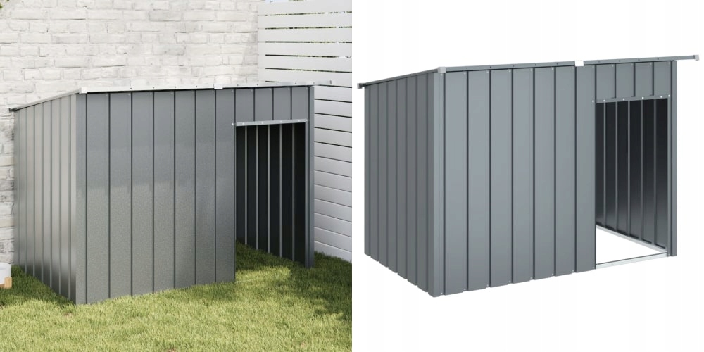 Antracitová bouda pro psa, 153 x 91 x 110 cm, ocel, se střechou