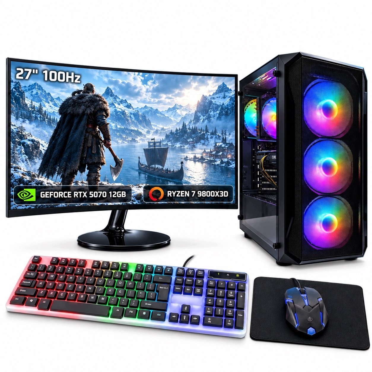 Herní sada R7 9800X3D 32GB Rtx 5070 12GB 1TB Ssd M.2 monitor 27"