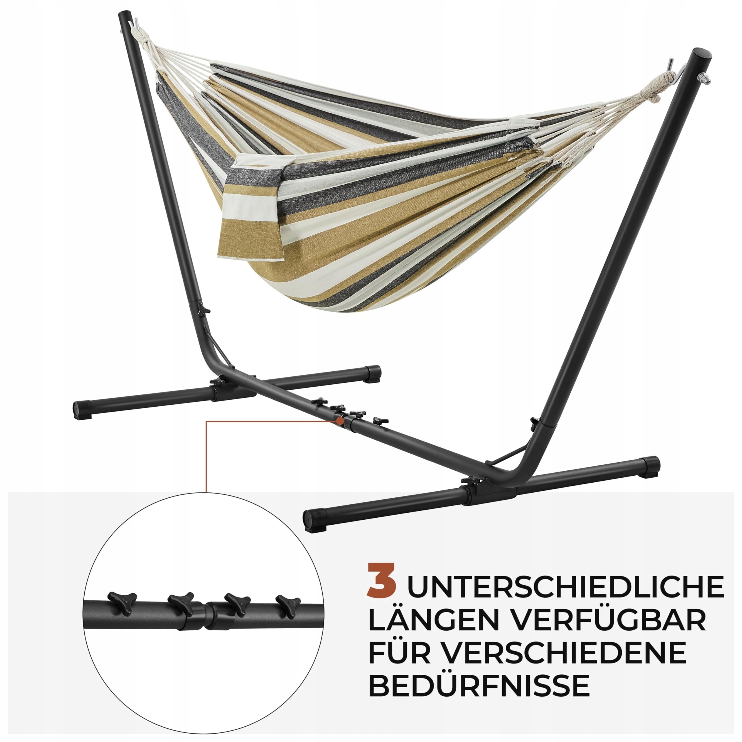 YAHEETECH Hamak Zestaw Dla 2-3 Osób Regulowany Do 205kg Ogród Balkon — miniatura 6