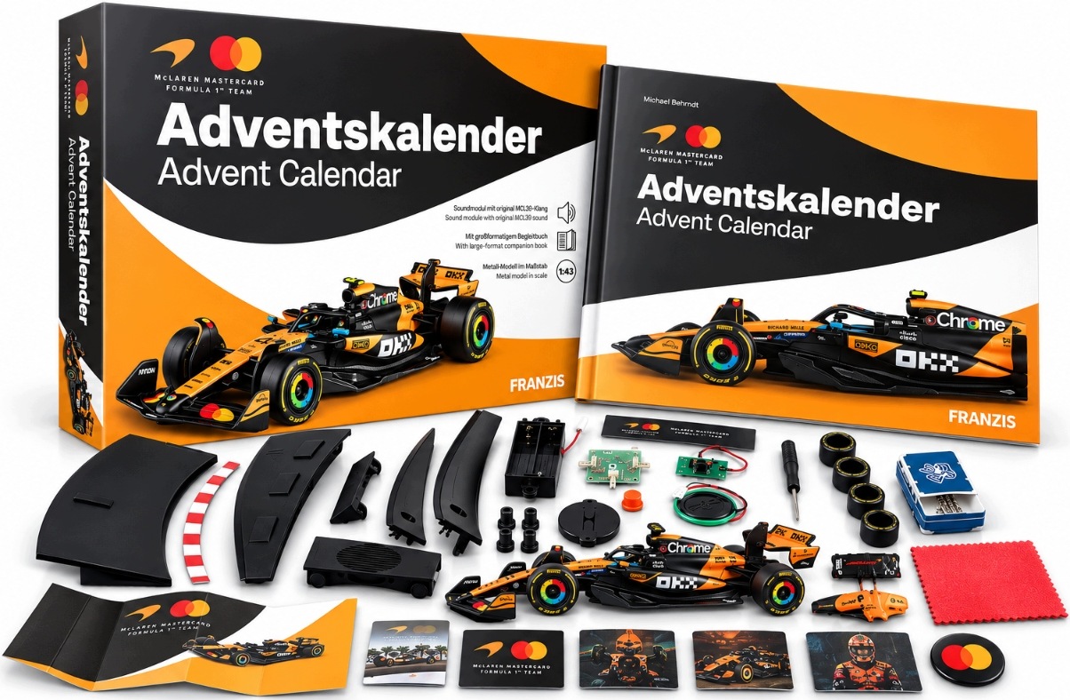 Адвент-календарь Franzis McLaren F1 MCL39 2026, сборная модель болида 1:43 со звуком — фото 2