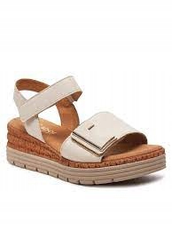 Gabor Béžové Klasické Sandály Na Podpatku Se Suchým Zipem 42 T6A