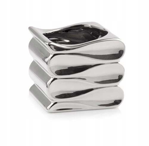 Doniczka ceramiczna srebrna GLAMOUR Moon 15x13