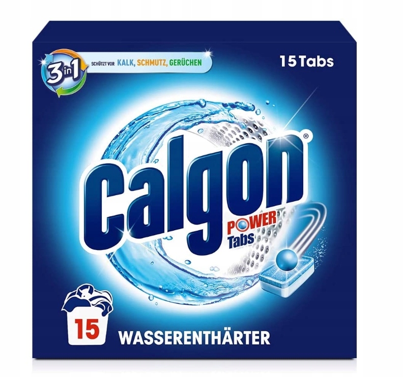 

Calgon, 3-in-1 Power Tabs, Zmiękczacz wody, 15tabl
