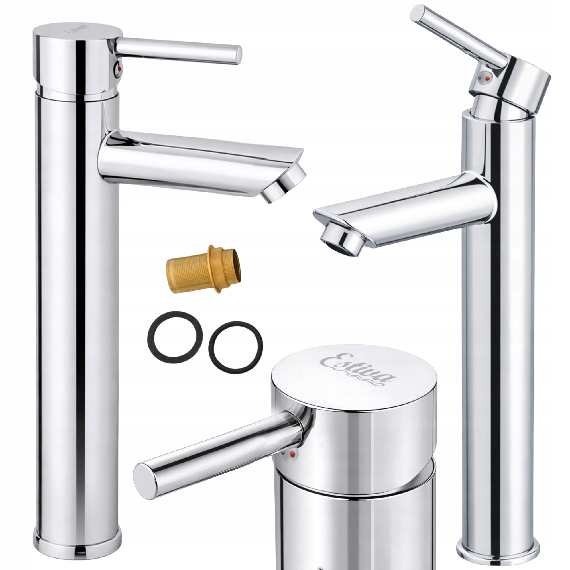 Bateria Nablatowa Umywalkowa 30 CM Wysoka Stojąca Chrom Srebrna Łazienkowa