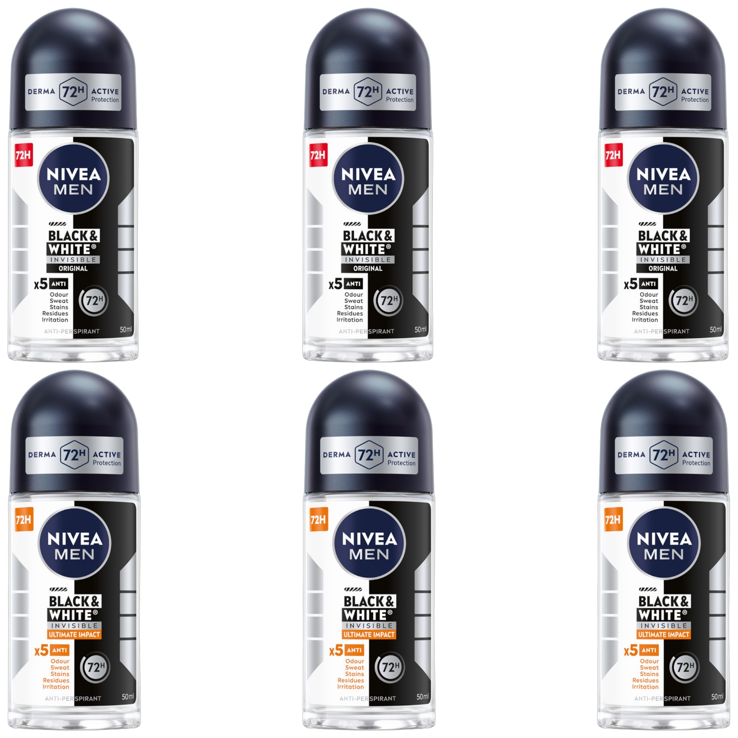 Nivea Men Pánský kuličkový antiperspirant Impact 50 ml x3 Original 50 ml x3