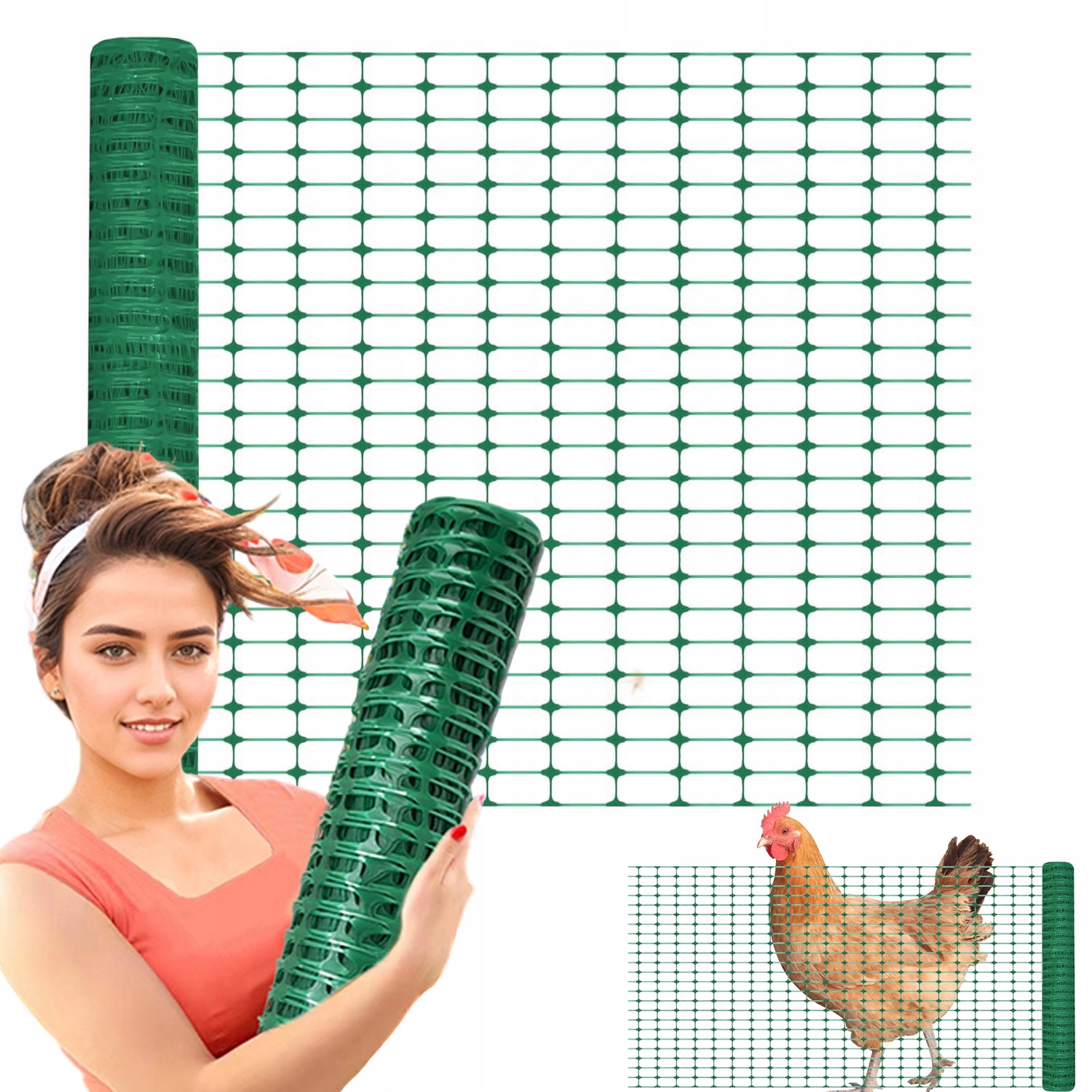 30 M Plastová Ochranná Síť S Oky 65 X 35 MM, Pružná, Zelená