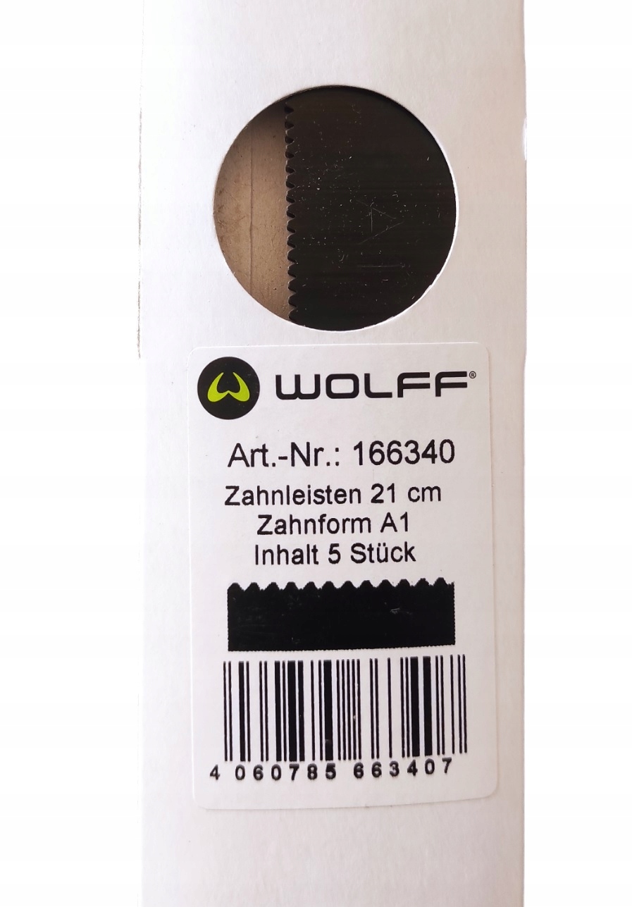 Listwa zębata, wkład, grzebień A1 21 cm Wolff 166340 do packi - 5 sztuk EAN (GTIN) 4060785663407