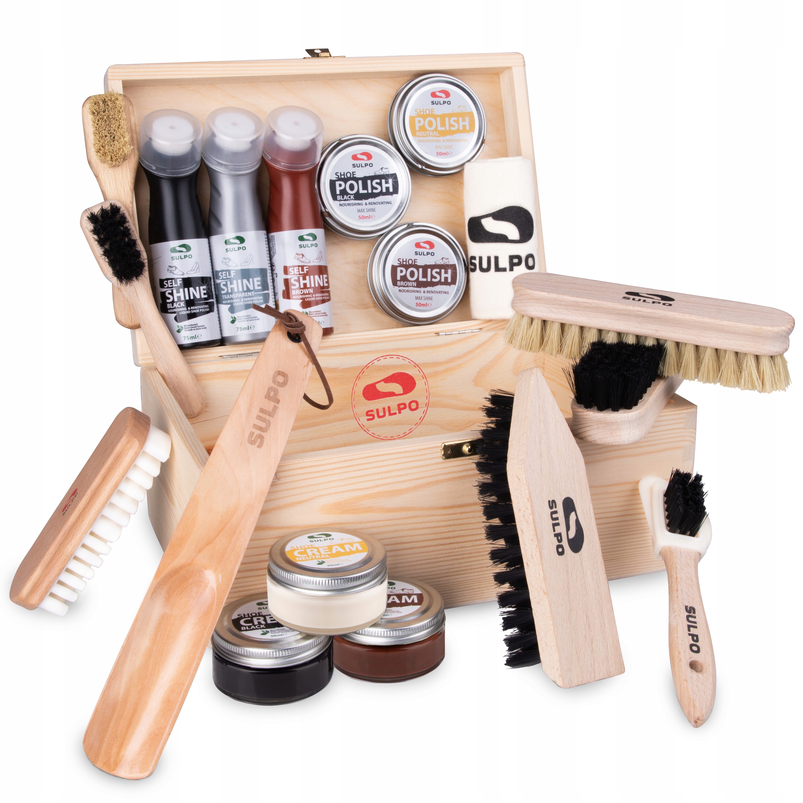 Sada Kartáčů A Past Na Kožené Semišové Boty Nubuk V Kufříku 19v1