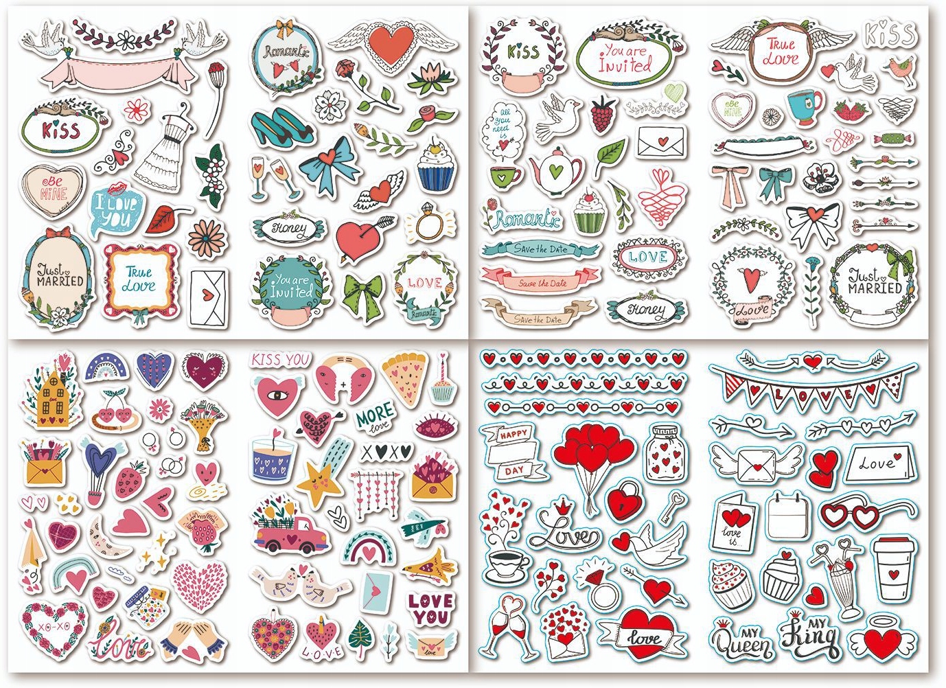 NAKLEJKI SAMOPRZYLEPNE KSIĘGA GOŚCI ŚLUBNE WESELNE ZESTAW NA ŚLUB 610 SZT Marka bez marki