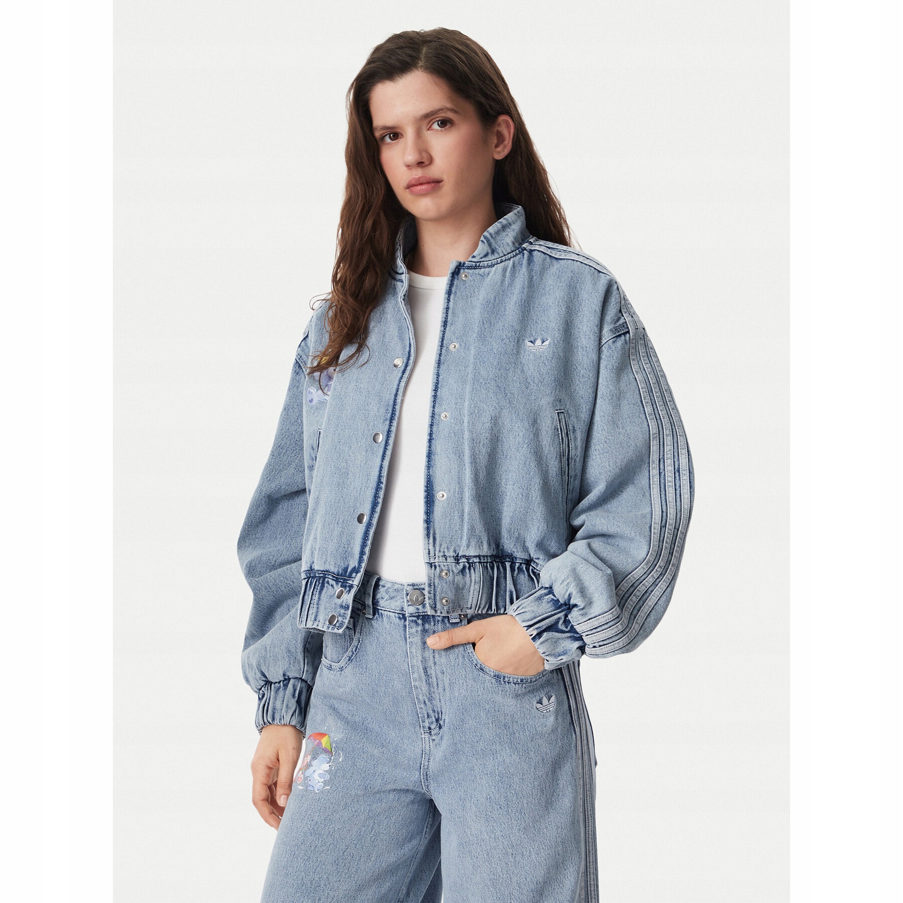 Damskie Kurtka jeansowa KQ6747 niebieski