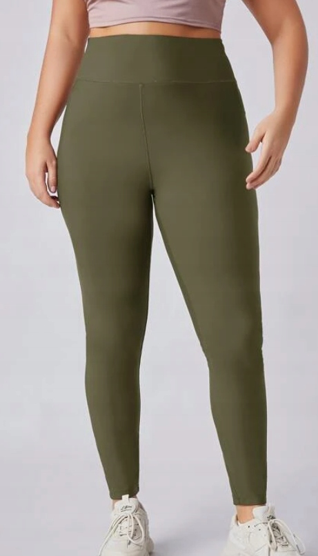 Shein Legginsy Plus Size Sportowe Khaki 46 V3F