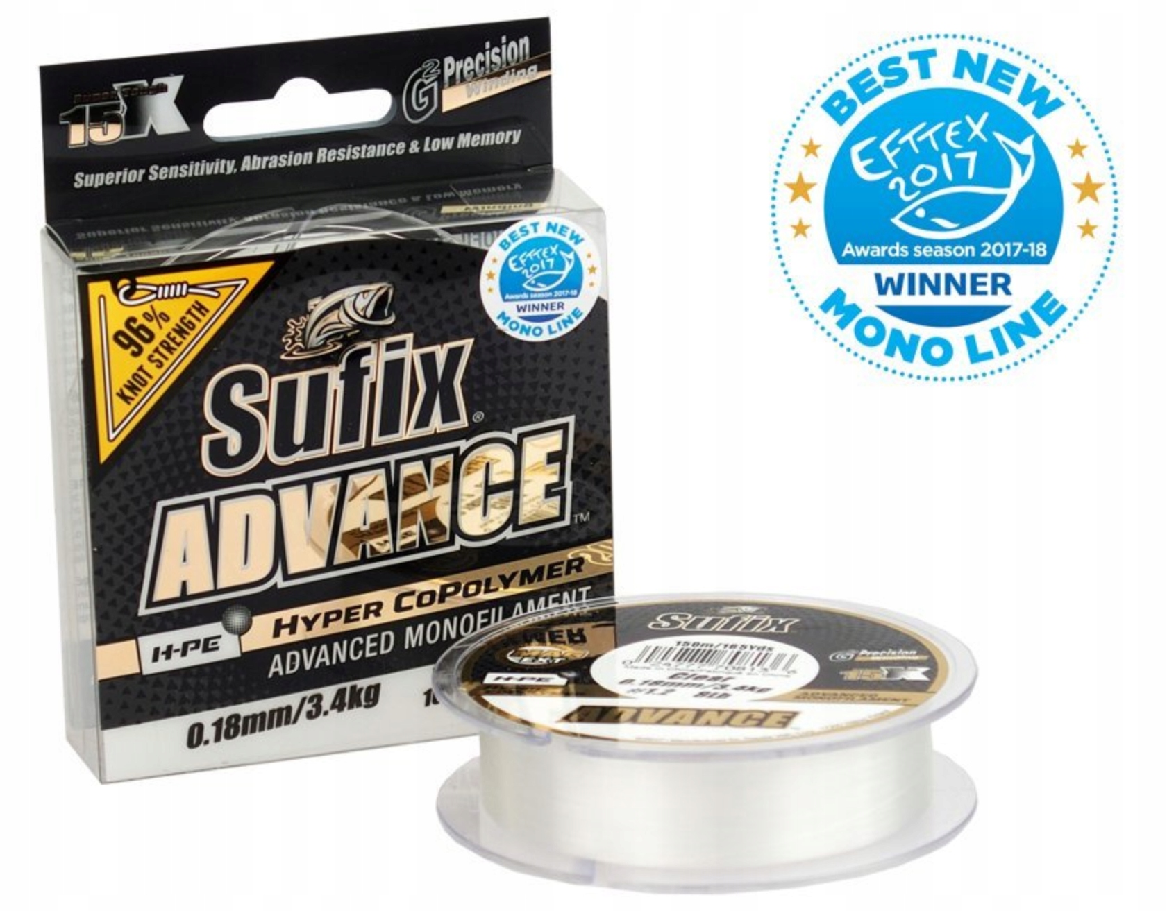 Żyłka Sufix Advance 0,18mm (150m) Clear