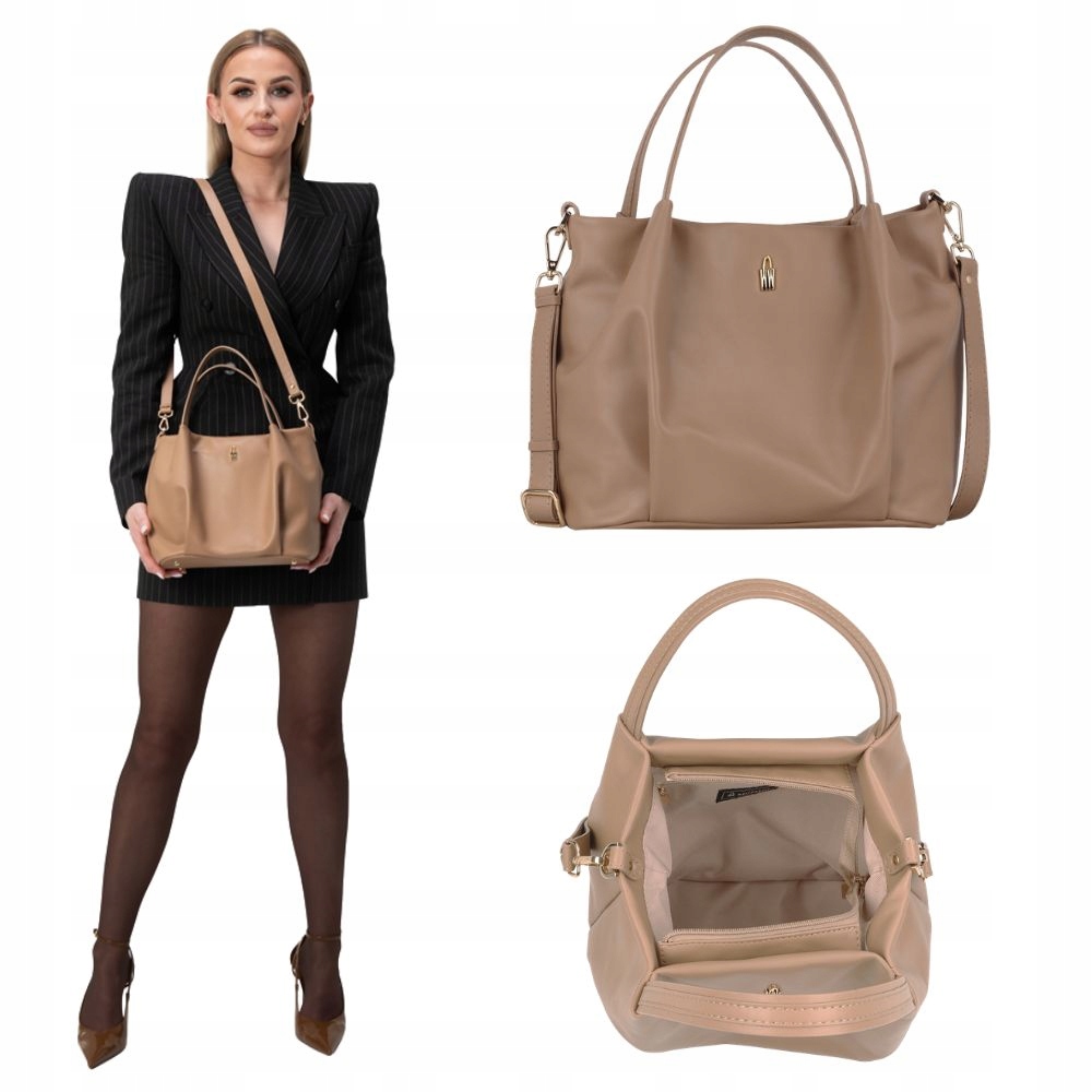 Wojewodzic Camila Béžová dámská kožená kabelka přes rameno Elegantní