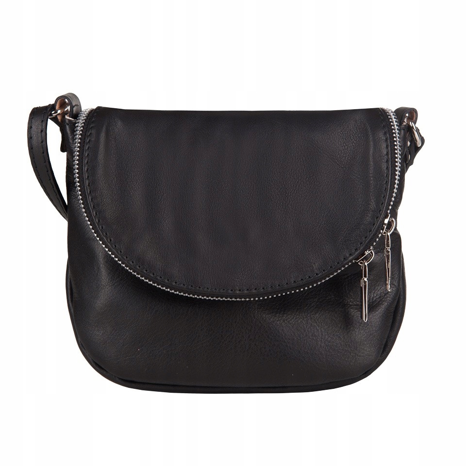 mała czarna listonoszka z klapą torebka skóra