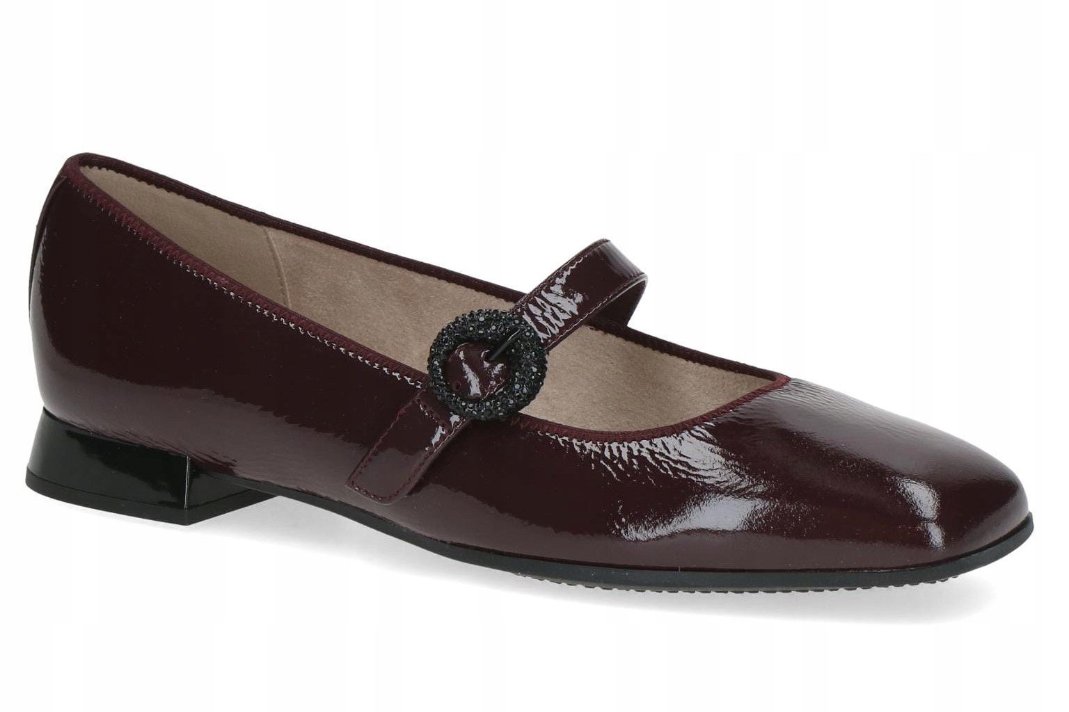 Bordové kožené baleríny s páskem Mary Jane Caprice 9-22100 r38