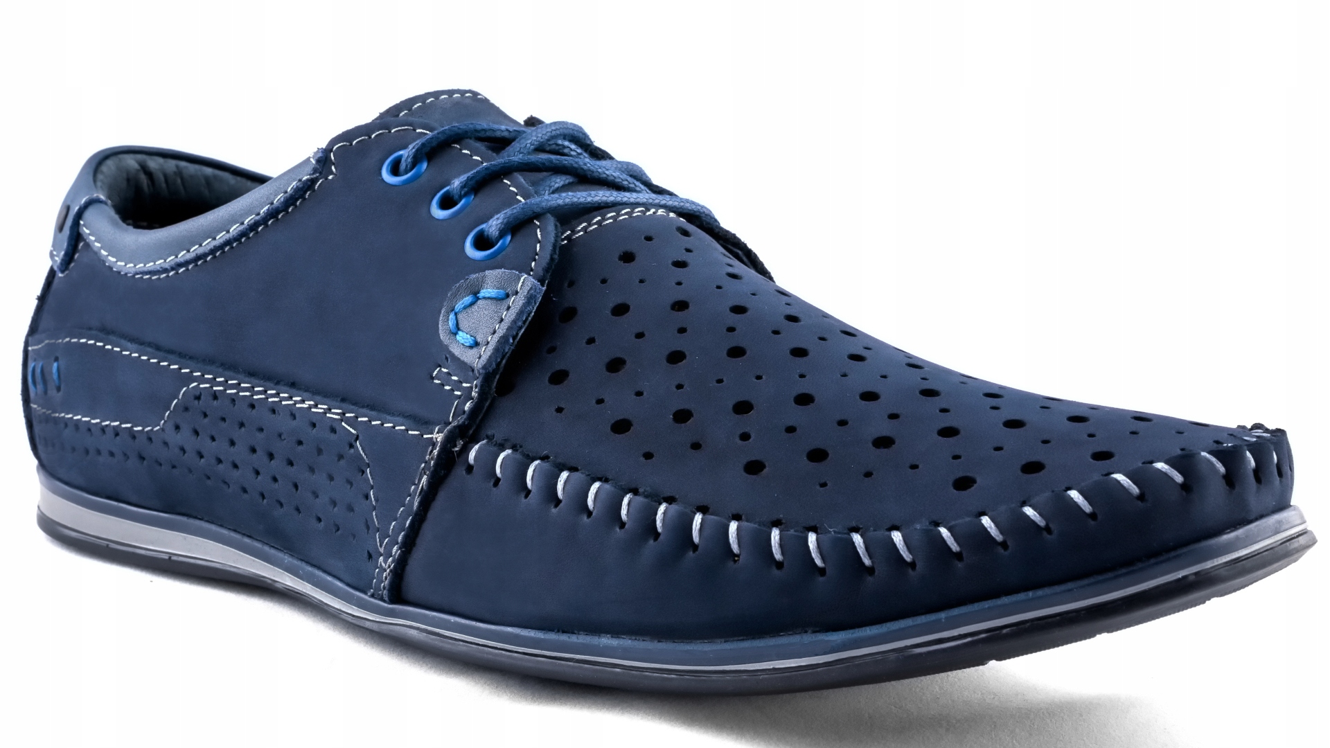 

Buty męskie Letnie skórzane półbuty granatowe 42
