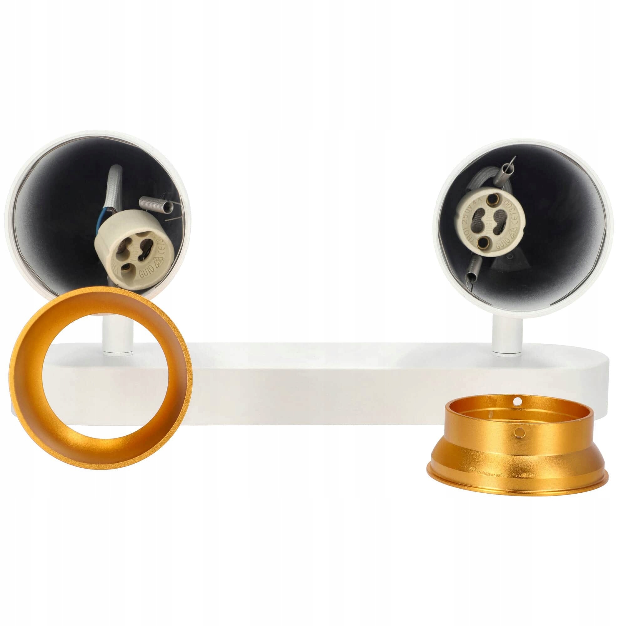LAMPA SUFITOWA LISTWA SPOT OPRAWA HALOGENOWA 2xGU10 BIAŁO-ZŁOTA EDO Długość/wysokość 13 cm