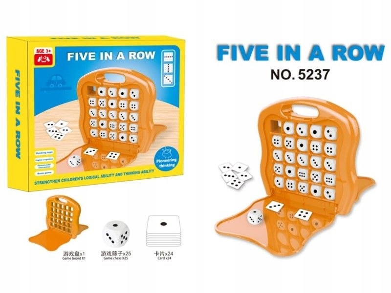 LOGICZNA GRA PLANSZOWA FIVE IN A ROW, 5 KOSTEK W RZĘDZIE KOŚCI Nazwa GRA LOGICZNA REFLEKS DOPASUJ KOSTKI Five In A Row