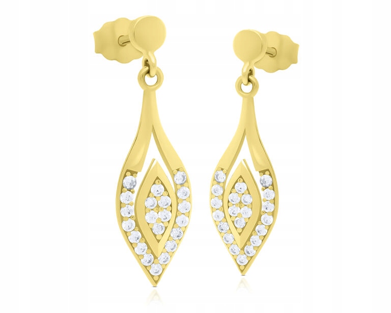 Zlaté Náušnice 585 Závěsné dámské háčky Elegantní vzor Tenké