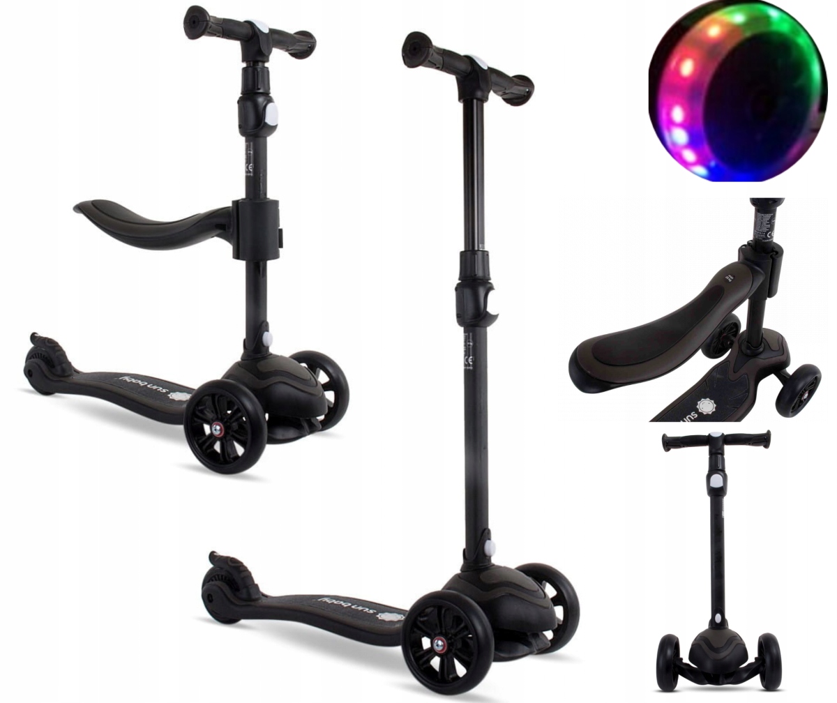 Hulajnoga trójkołowa balansowa Flash 3w1 Led regulacja 50 kg dla dzieci