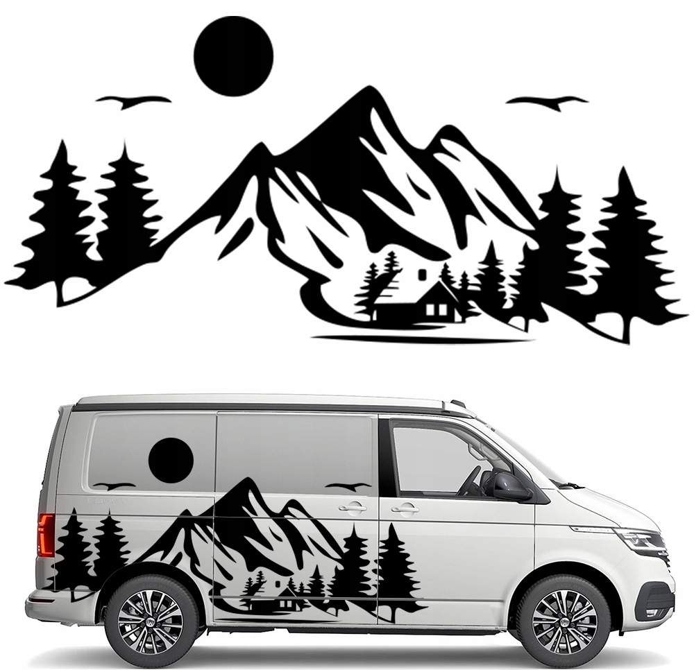 Nálepka Grafika na karavan Hory Las Hory Krajina 90x187