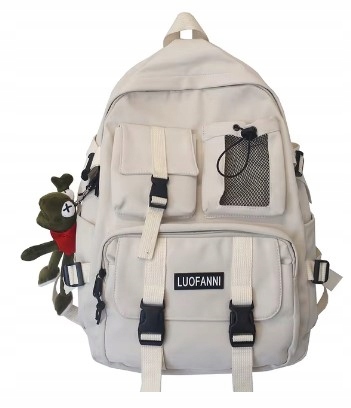 Batoh na studium Unisex Bílý přívěsek Žába Bonus!