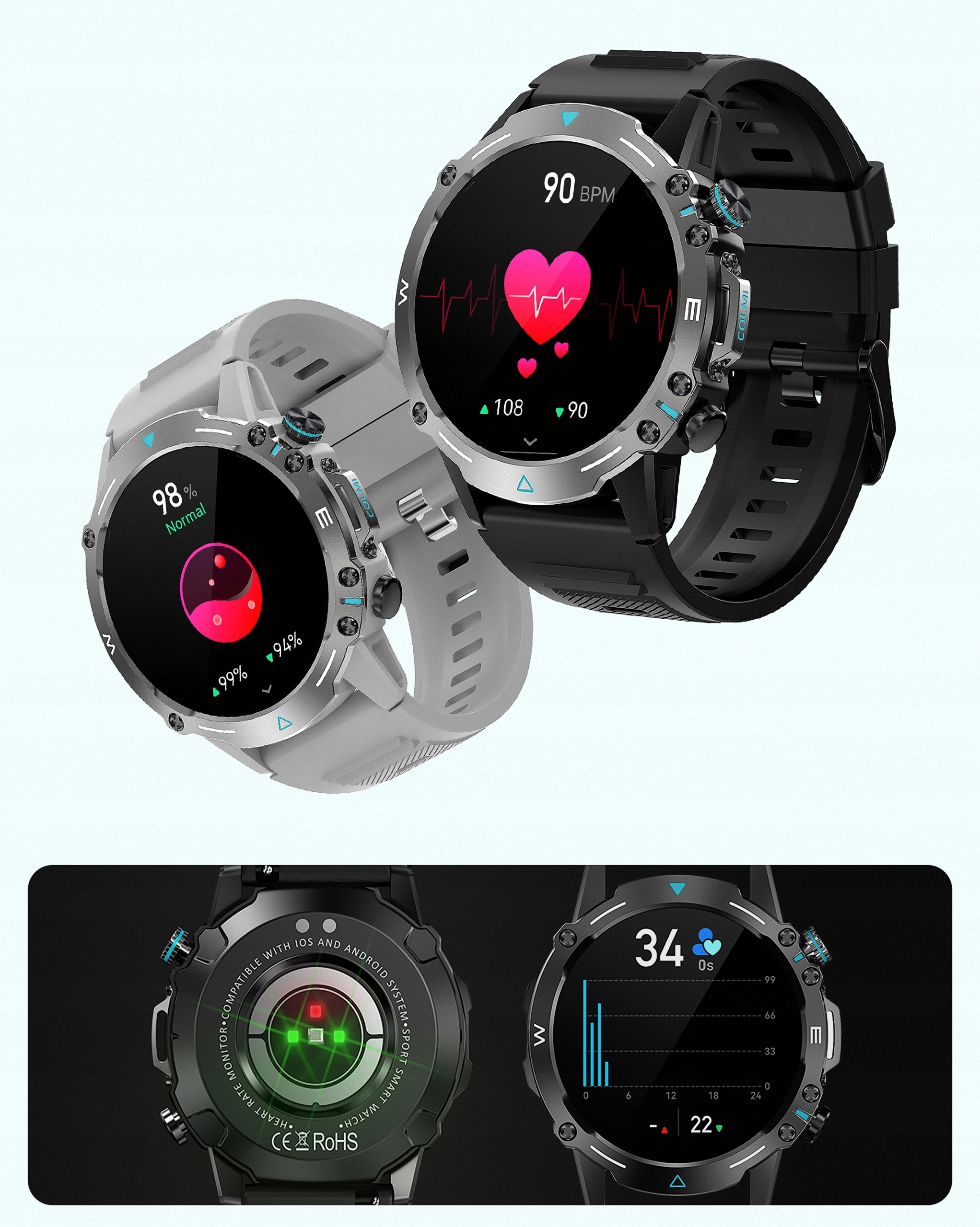 ZEGAREK SMARTWATCH MĘSKI AMOLED 466x466 ROZMOWY PL Rodzaj smartwatch