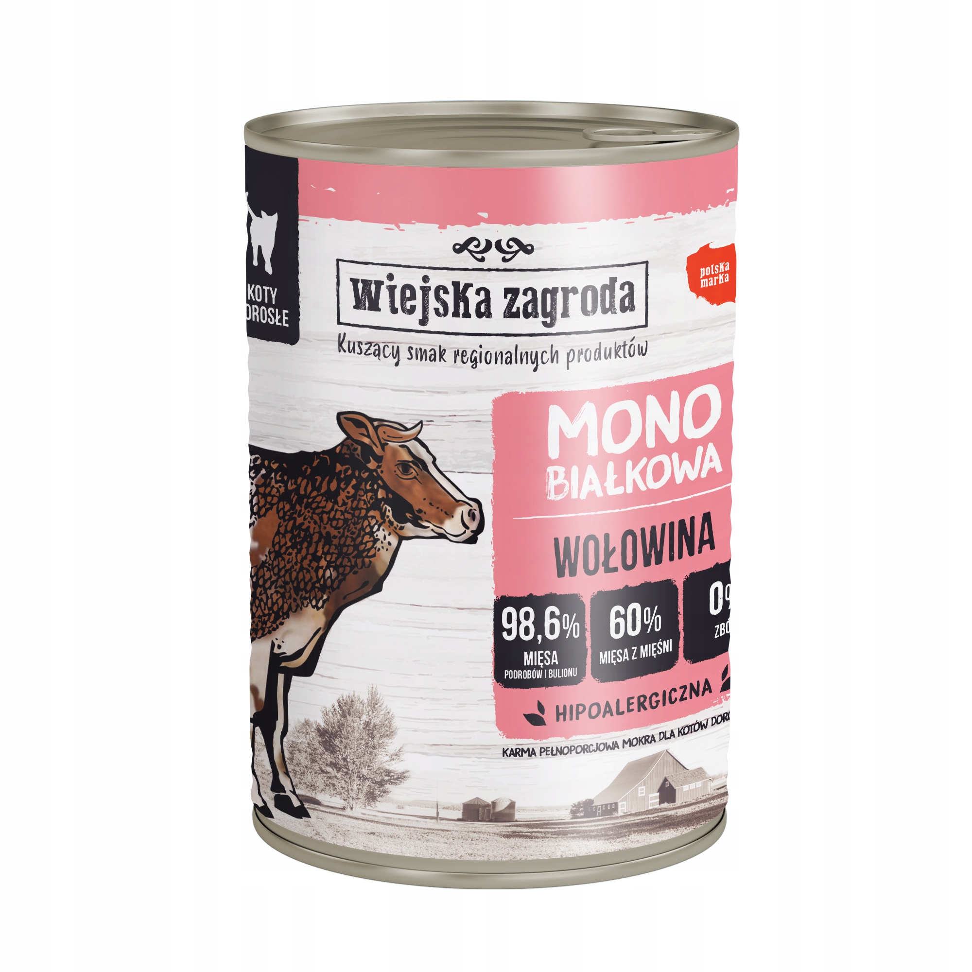 Levně 5 x Wiejska Zagroda vlhké krmivo monoproteinové pro kočky 400 g