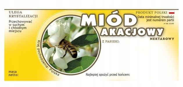 

Etykieta naklejka na miód 116x50mm Ak 100szt E1105