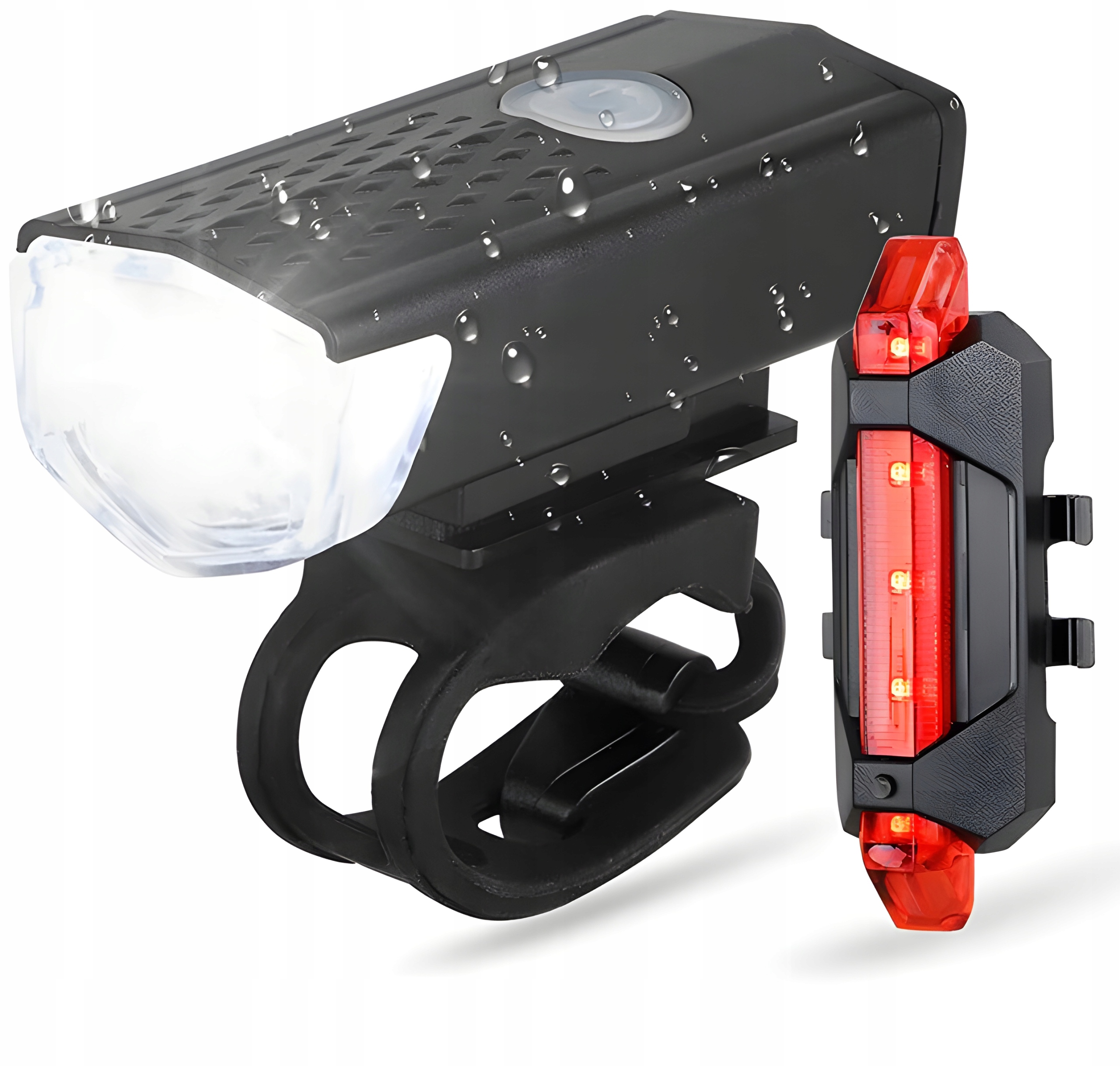 MOCNA LAMPKA ROWEROWA ZESTAW PRZEDNIA TYLNA LED WODOODPORNA AKUMULATOR USB