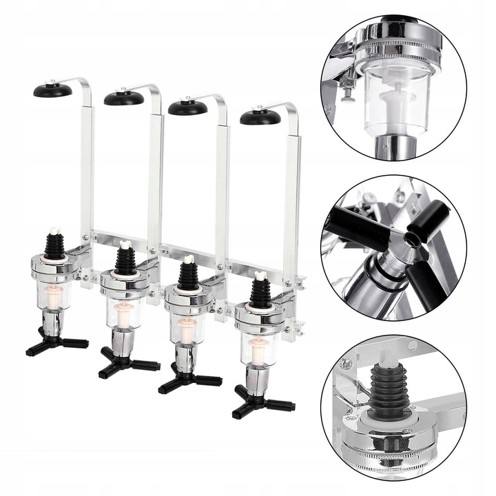 Nástěnný Dávkovač S Držákem Na 4 Láhve Na Alkohol Nápojů A Limonády