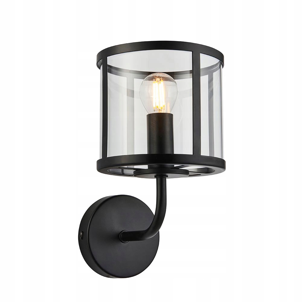 Endon Nástenná lampa čierna matná sklenená valcová 1xE14 7W