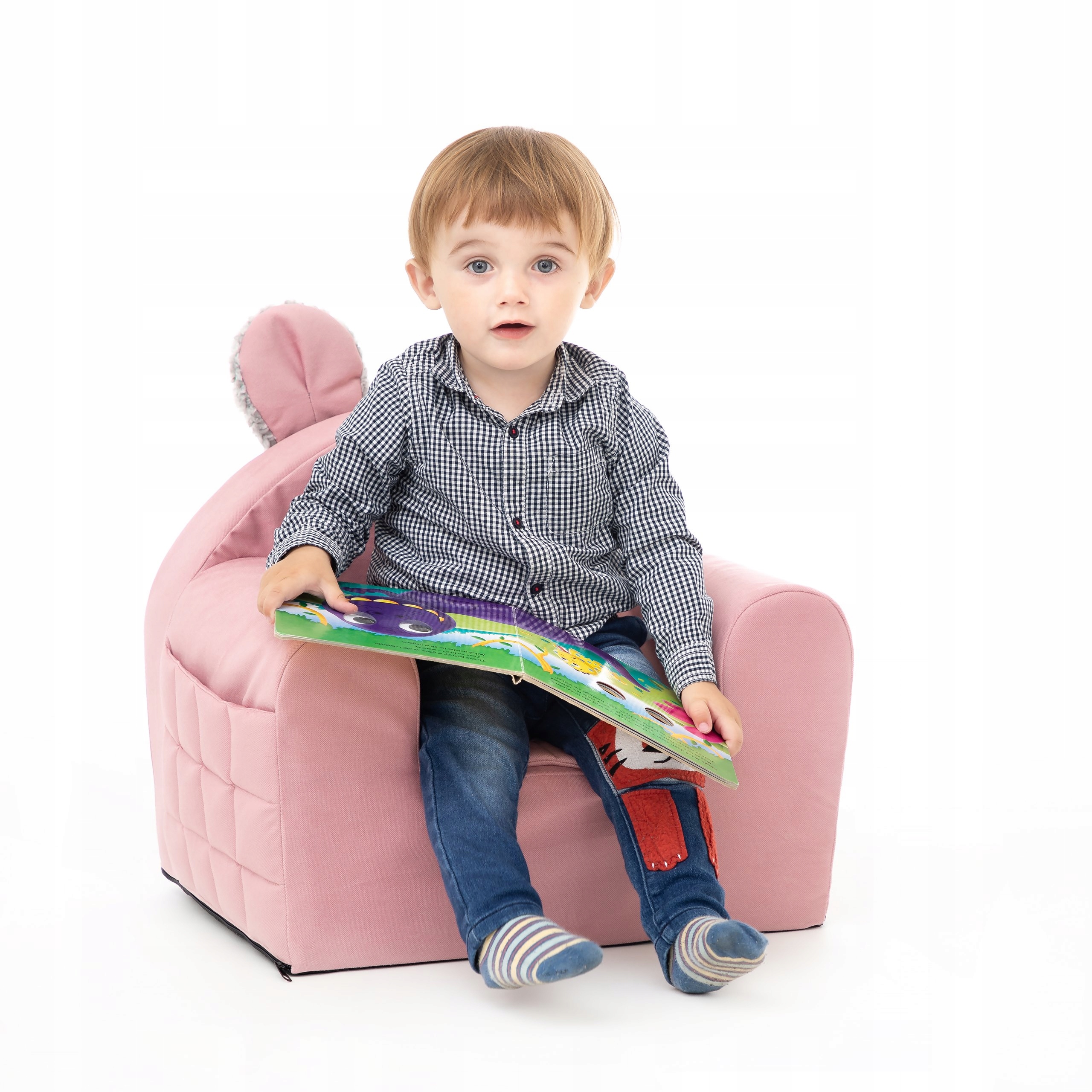 Fotelik dla dziecka Pufa Kanapa Sofa Mini Fotel piankowy 49x35 cm Różowy
