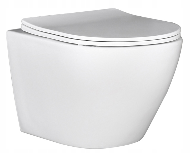 Závěsná Wc mísa bez příruby s pomalým sklápěním, bílá