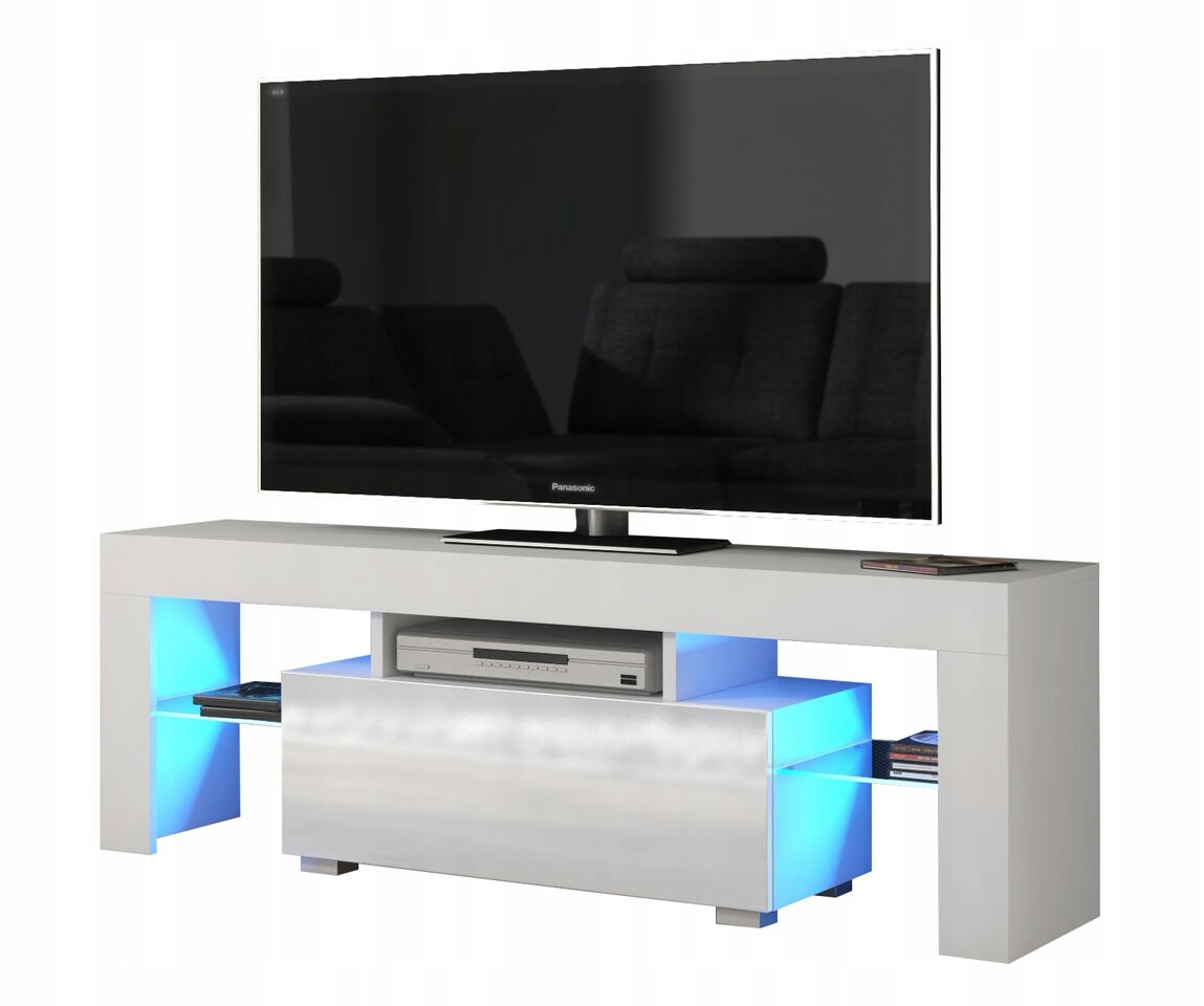 

Komoda Stolik Szafka Biały Połysk Rtv + Led