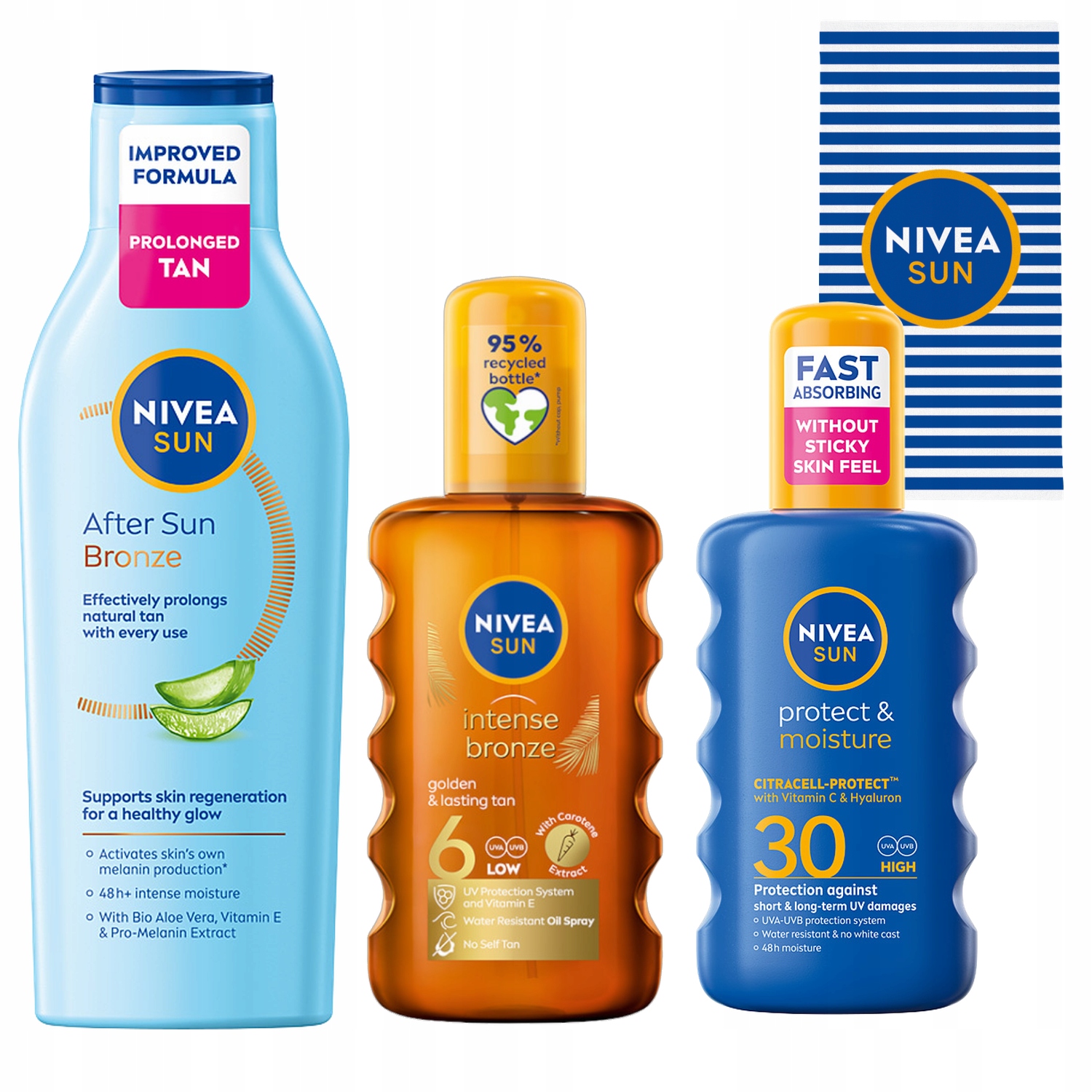 Nivea Sun Olej na opalování SPF6+ Sprej SPF30+ Balzám po opalování +dárek