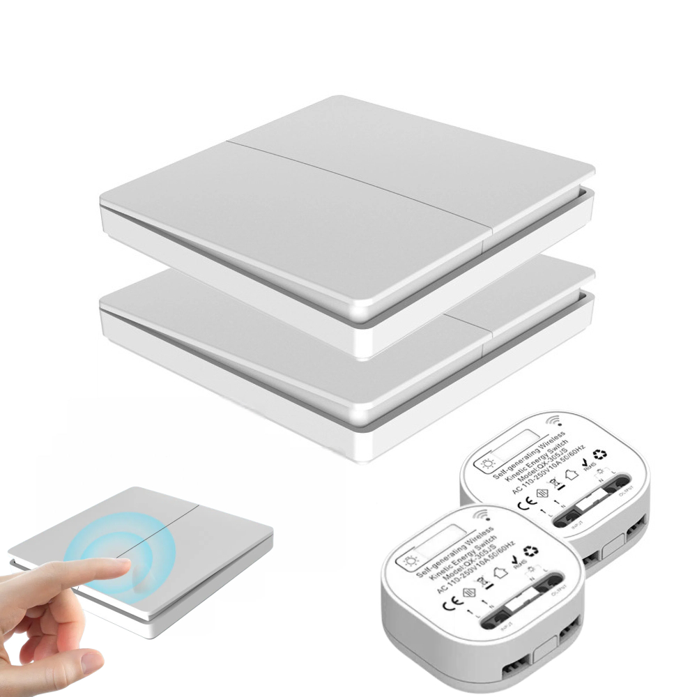 Bezbateriový bezdrátový spínač světel 2x vysílač 2x přijímač