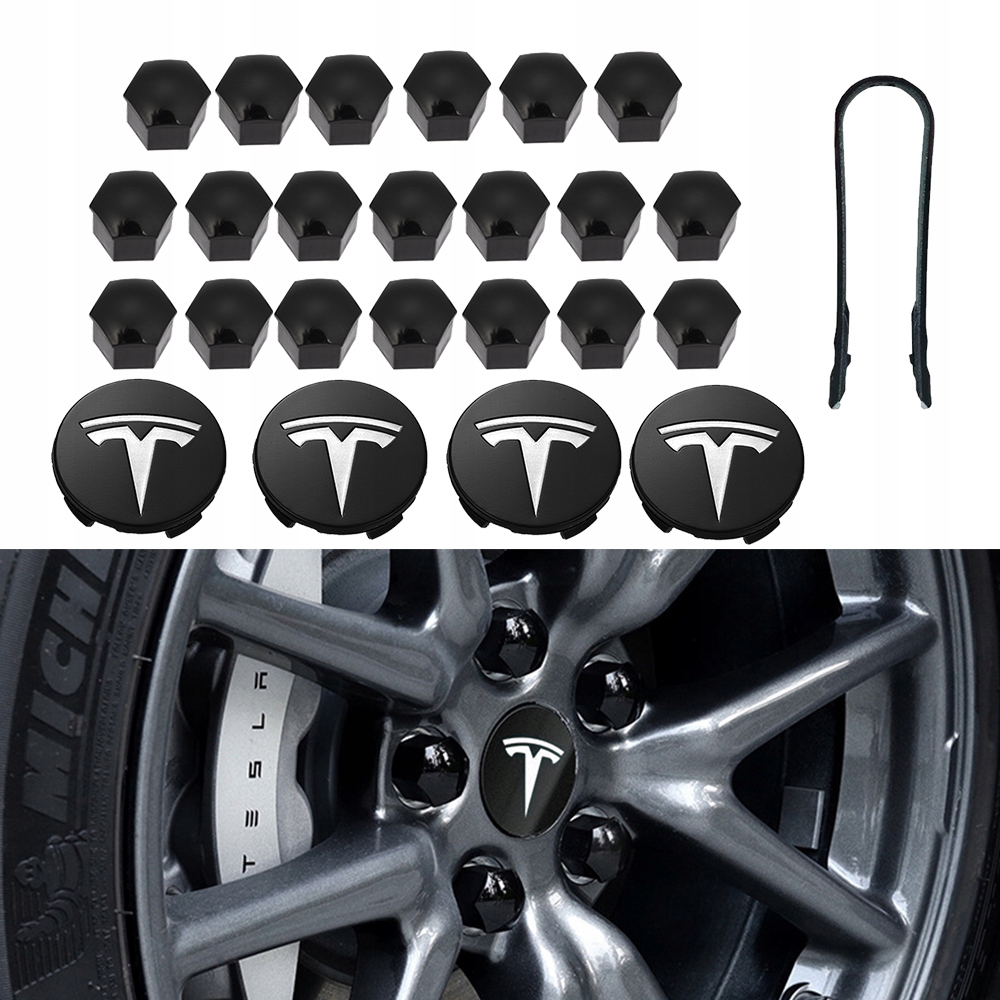 

4X Dekielki Dekle Kapsle Tesla 56mm 20X Nakrętka