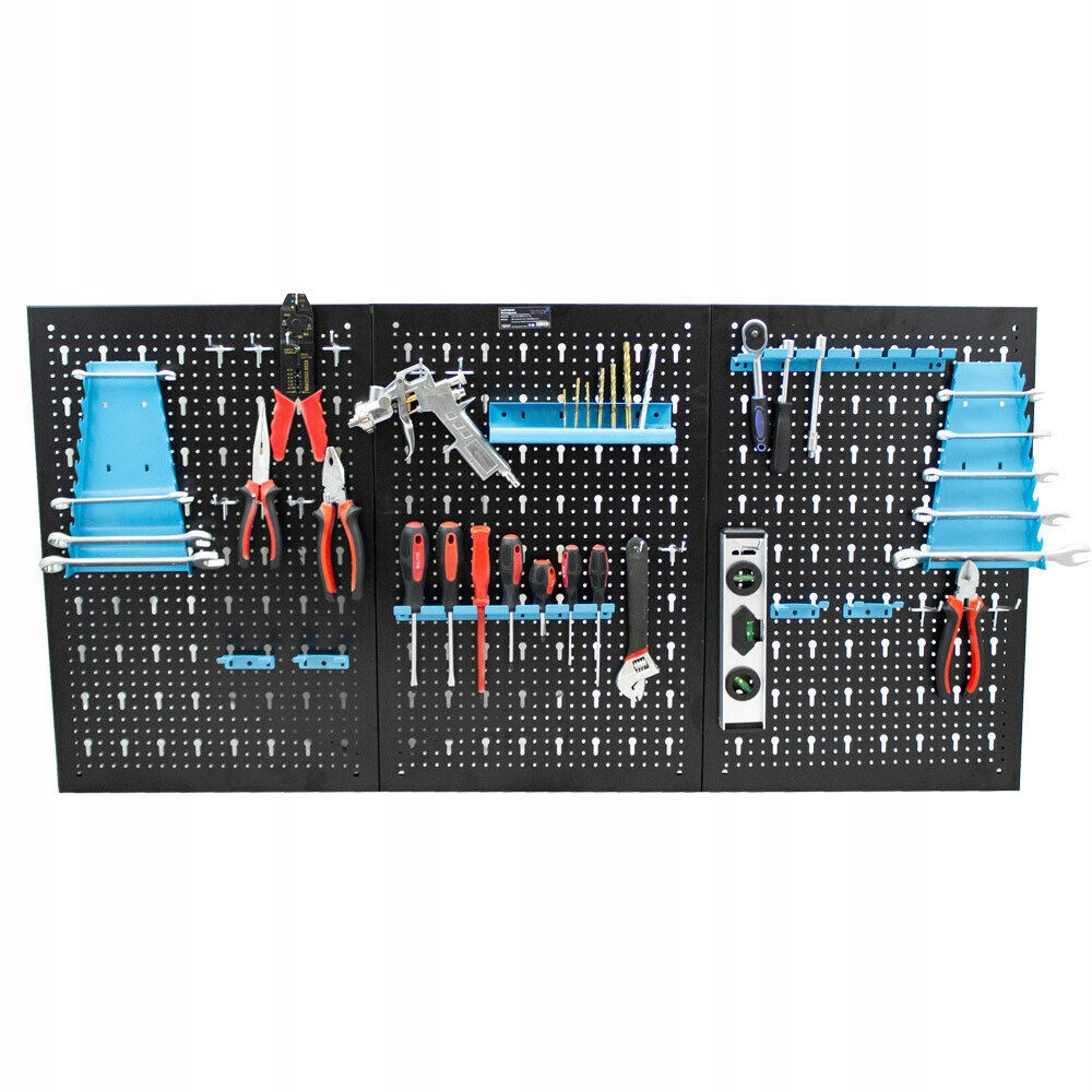 TABLICA NARZĘDZIOWA DO GARAŻU 3 CZĘŚCIOWA Ścianka Cechy dodatkowe możliwość zawieszenia na ścianie otwory do zamocowania elementów