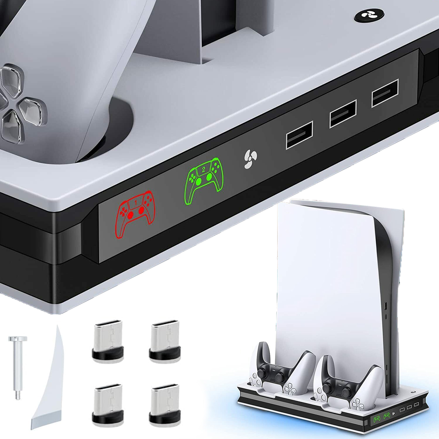 Wielofunkcyjna Baza Ładująca Kontrolera PS5 Wentylator Chłodzący