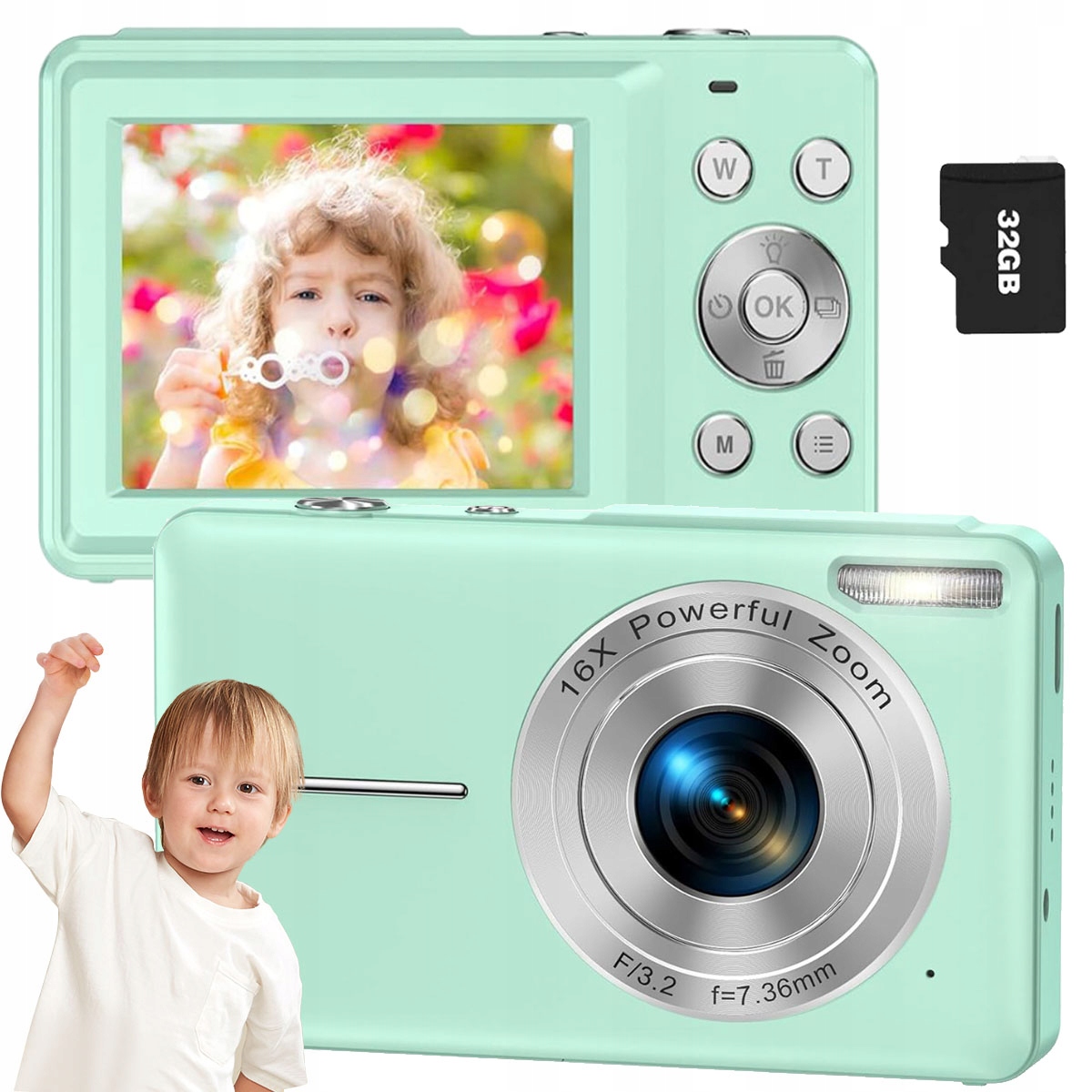 Přenosný Digitální Fotoaparát 44 Mp Hd S Usb Nabíjením A 16X Zeleným Zoomem