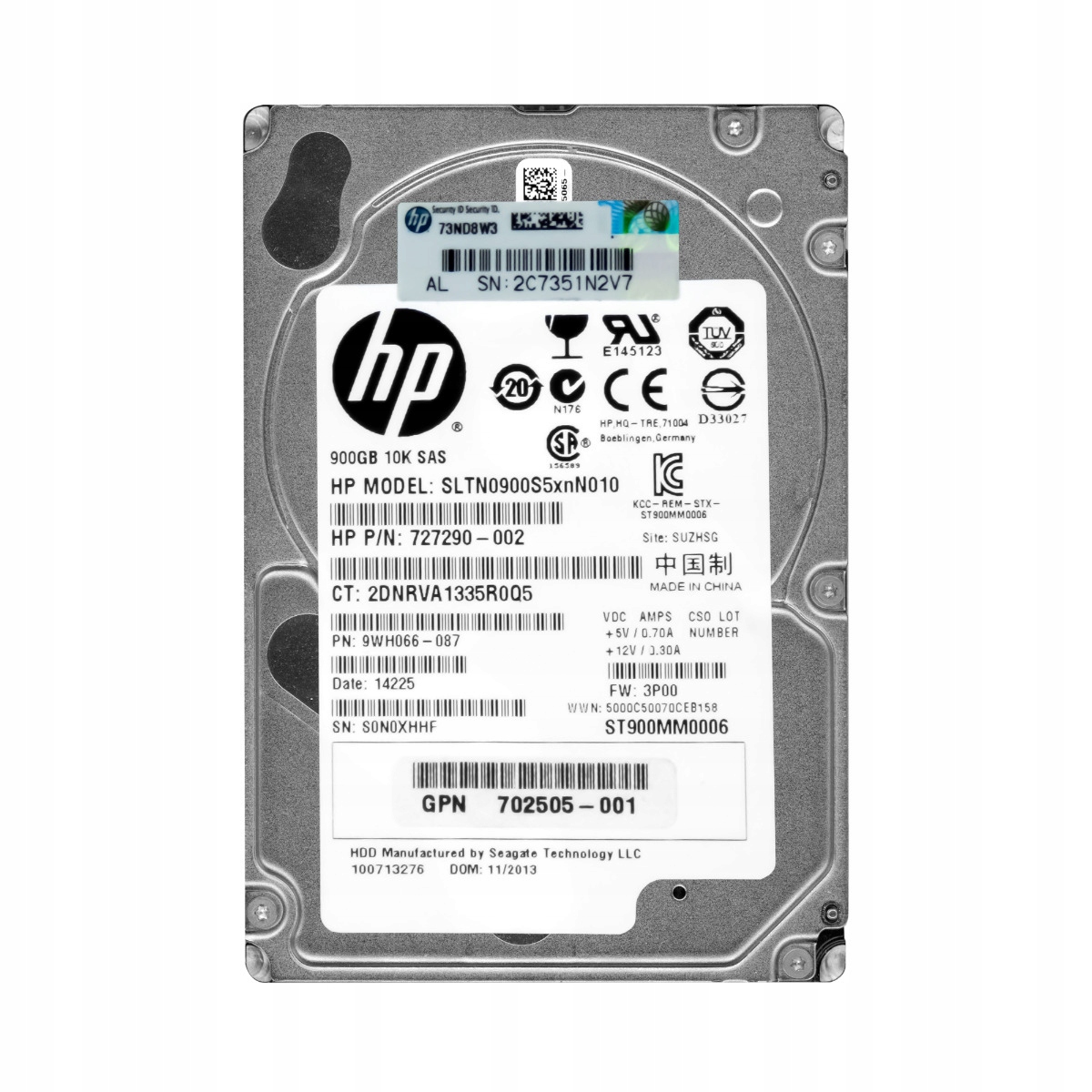 Hp 727290-002 900GB 10K 64MB SAS-2 2.5" SLTN0900S5xnN010