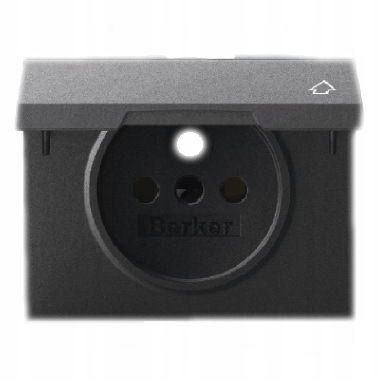 Berker K.1 antracit – deska do zásuvky s uzemněním a krytem clon
