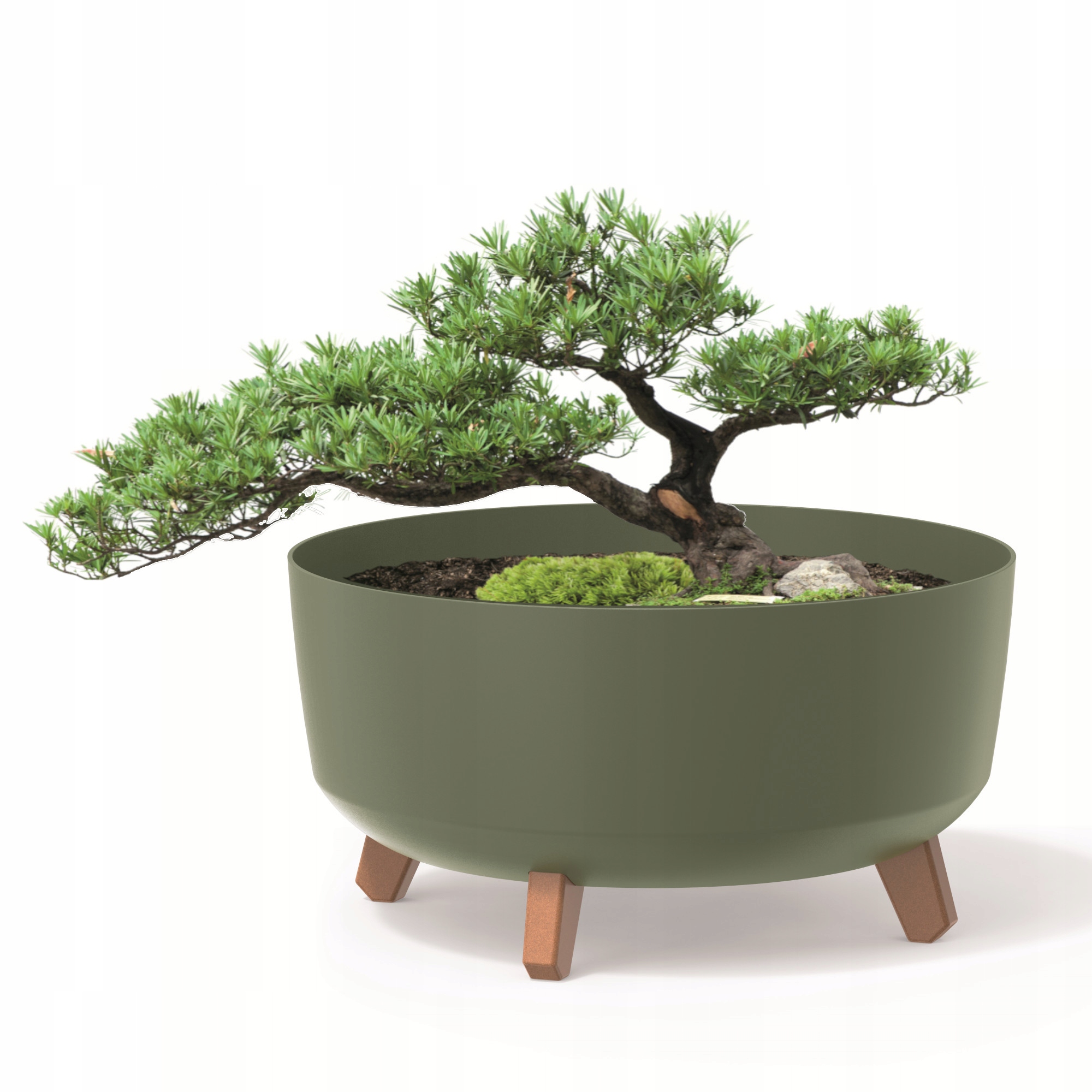 

Donica okrągła matowa misa 29 cm nóżki zielona