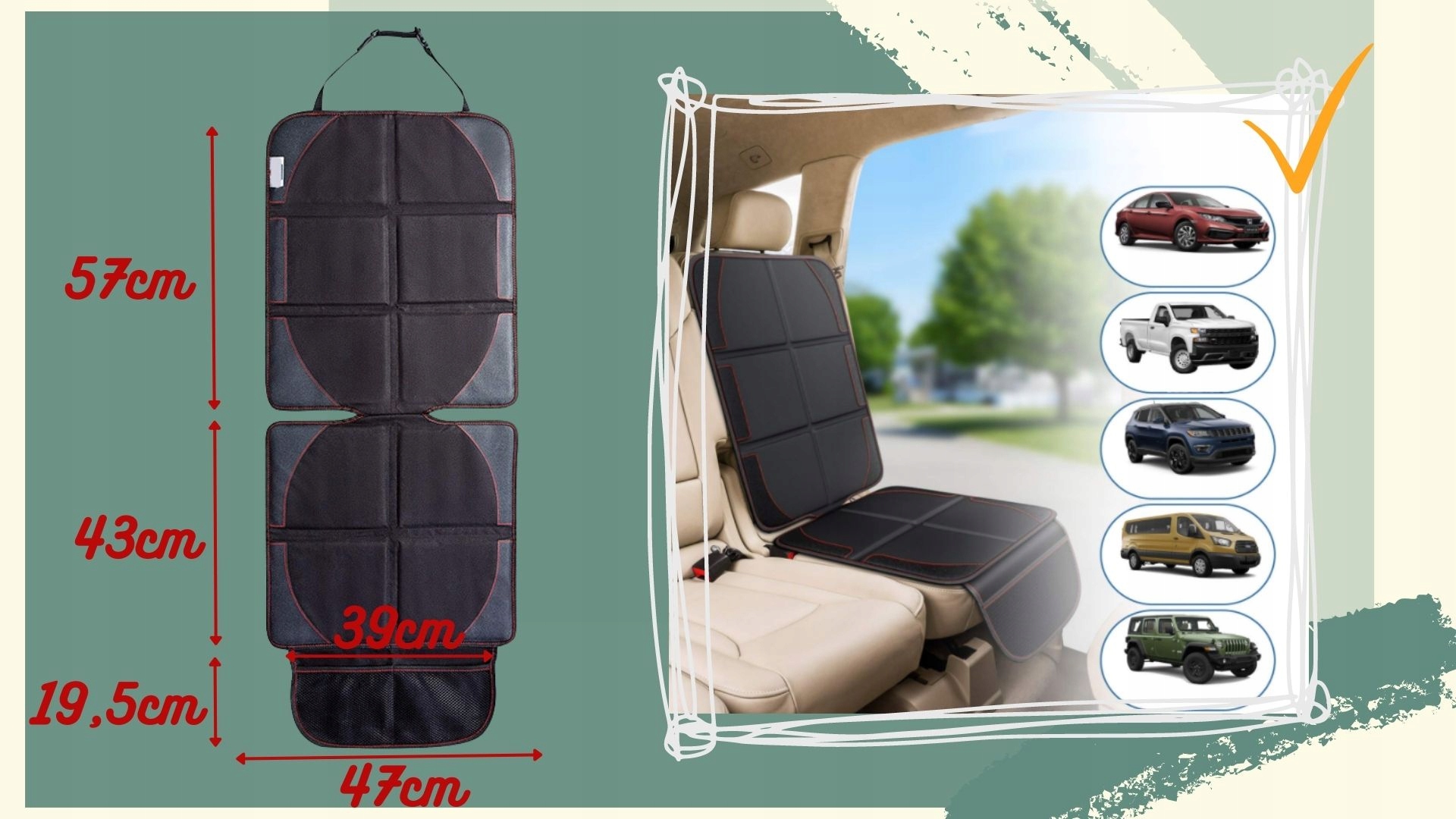 MATA OCHRONNA pod FOTELIK samochodowy osłona GRUBA PODKŁADKA NA SIEDZENIE Typ mata ochronna