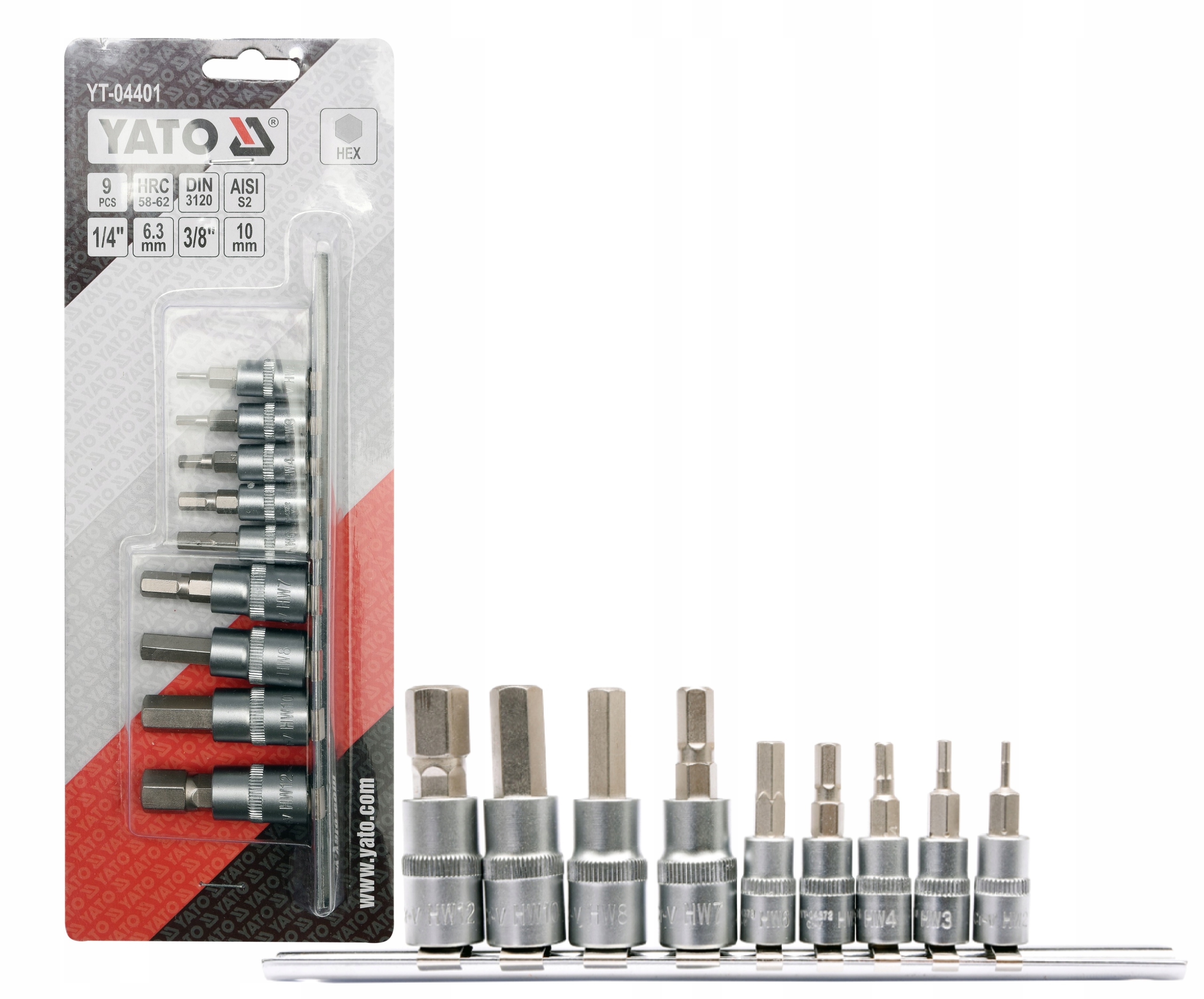 

Zestaw Nasadek Hex 1/4 3/8 H2-H12 Yato YT-04401