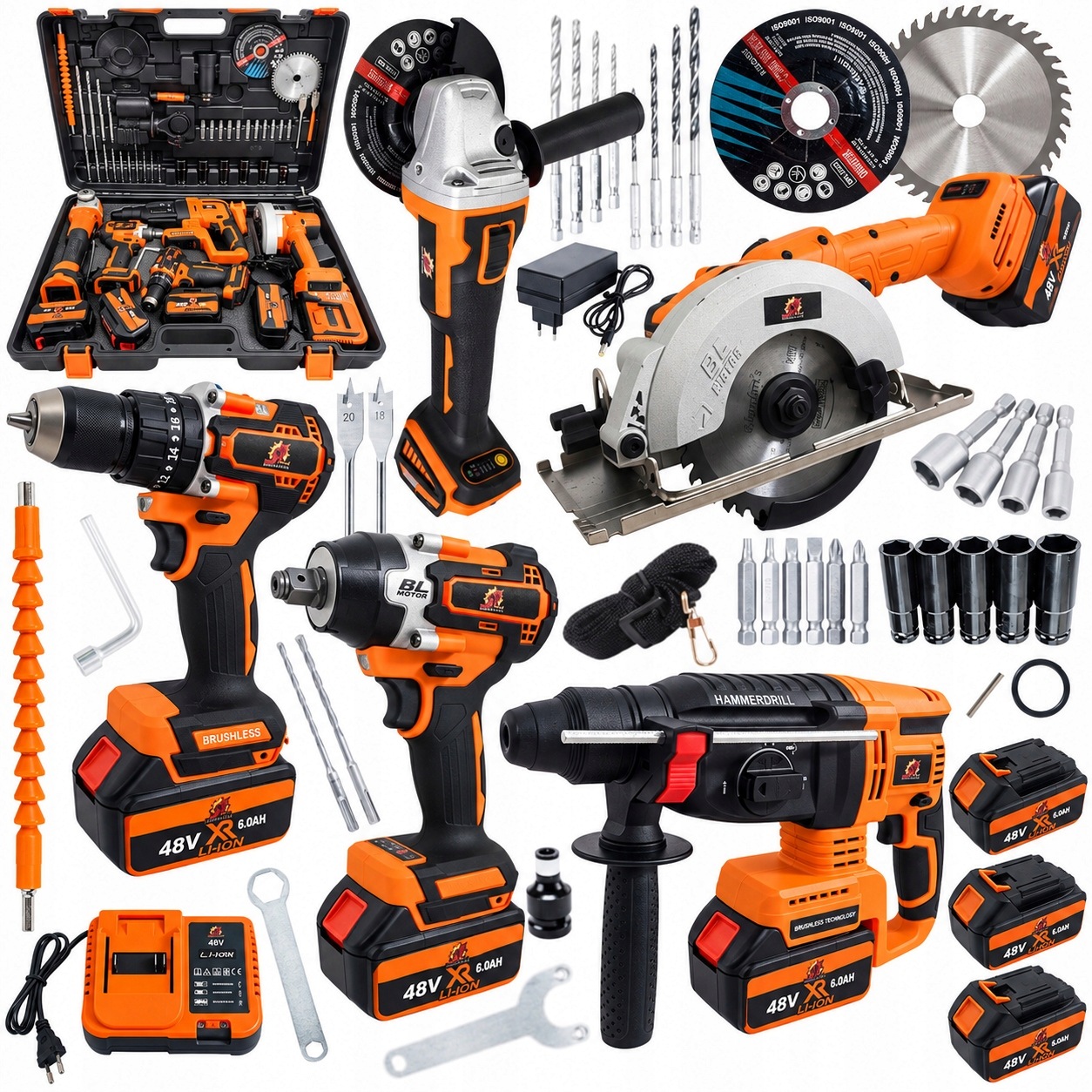 Zestaw narzędzi akumulatorowych Bulltek 21V 4x 5000mAh w walizce 5w1